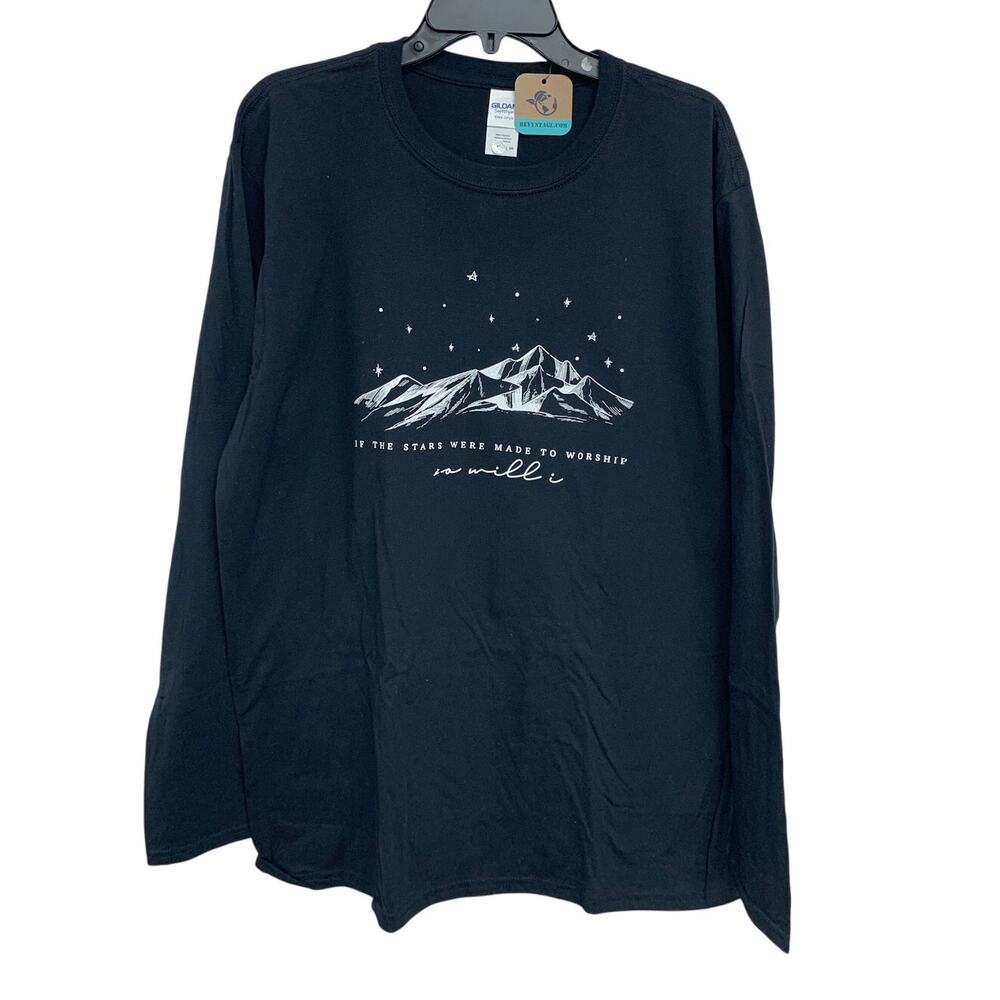 New Handprinted Womens XL If The Stars Were Made To Worship So Will I Tee Shirt